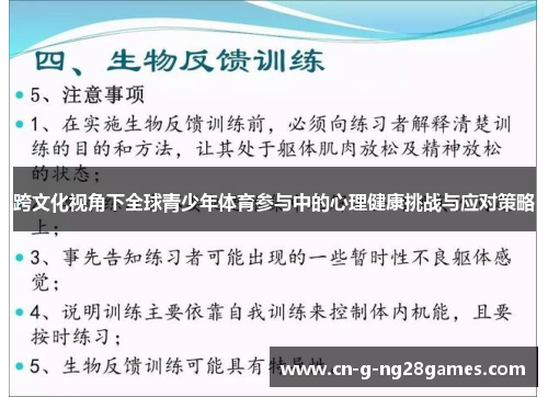 跨文化视角下全球青少年体育参与中的心理健康挑战与应对策略